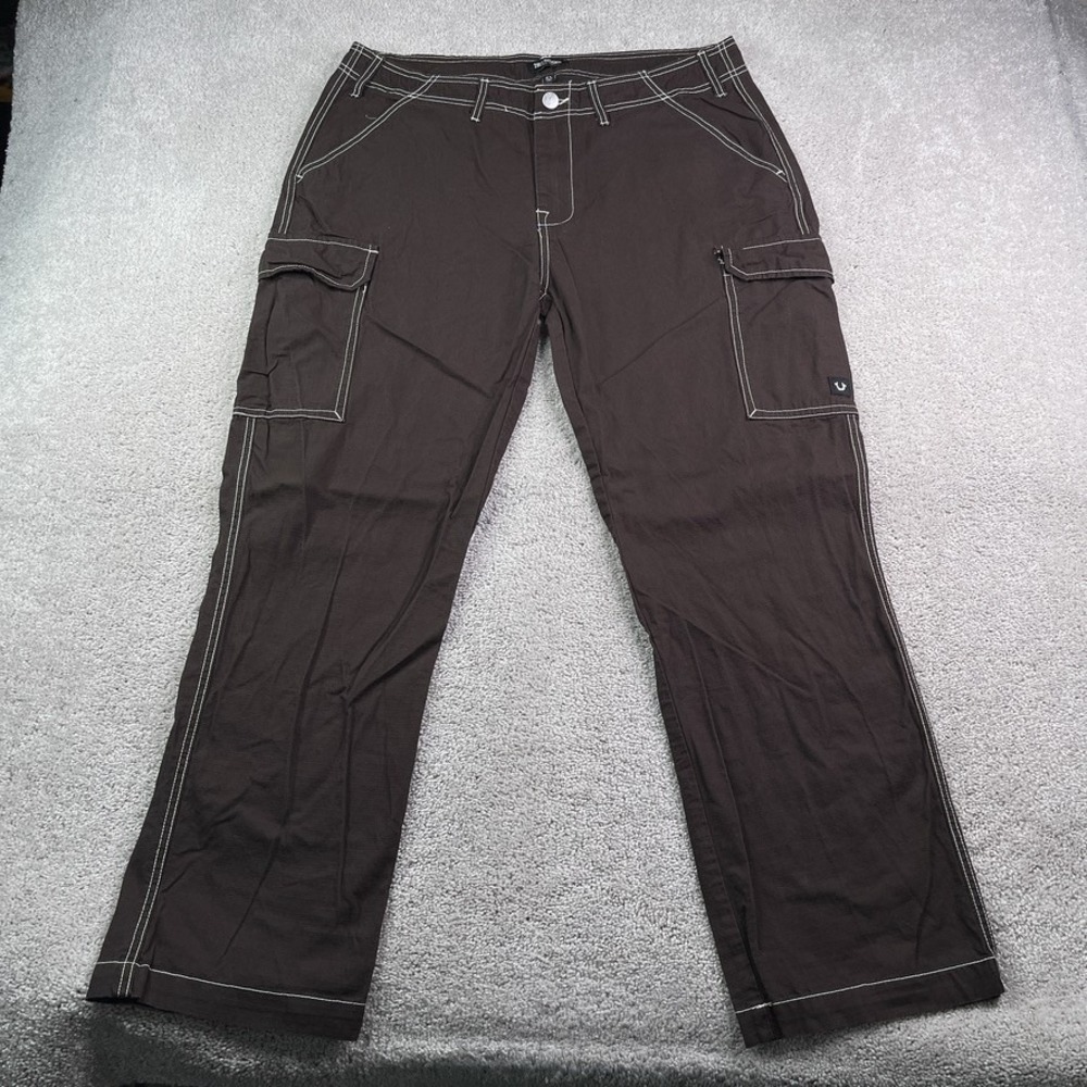 True Religion‎ Cargo Pants Mens 36x31 Brown Ripstop Utility Streetwear Tactical